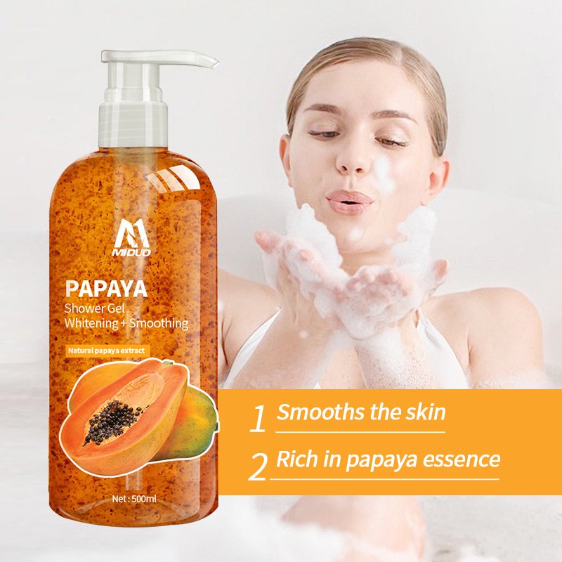 MIDUO Factory OEM Wholesales 500ML Foam Gel Lotion Care Moisturizing Papaya Perfume Body Shower Wash Shower Gel Gift Set