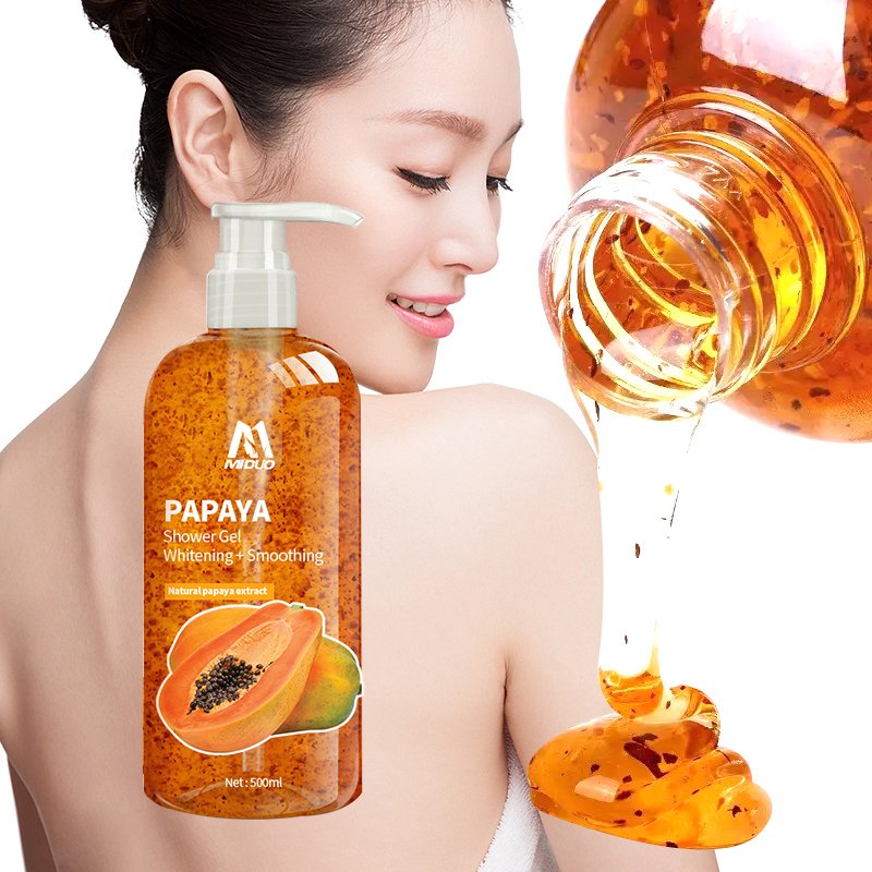MIDUO Factory OEM Wholesales 500ML Foam Gel Lotion Care Moisturizing Papaya Perfume Body Shower Wash Shower Gel Gift Set