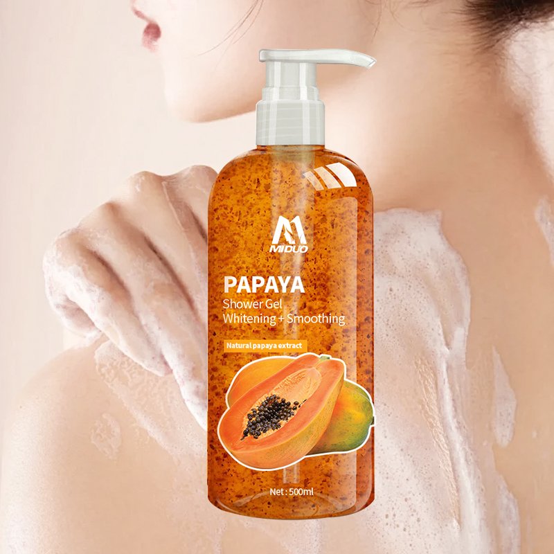 MIDUO Factory OEM Wholesales 500ML Foam Gel Lotion Care Moisturizing Papaya Perfume Body Shower Wash Shower Gel Gift Set