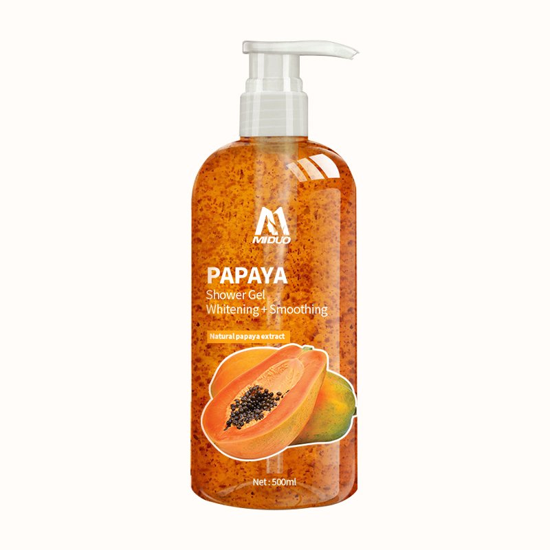 MIDUO Factory OEM Wholesales 500ML Foam Gel Lotion Care Moisturizing Papaya Perfume Body Shower Wash Shower Gel Gift Set