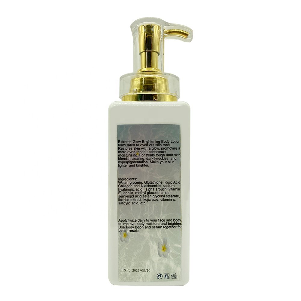 Private label lait de corps blanchissante skin care smoothing bleaching brightening beauty body lotion for black skin