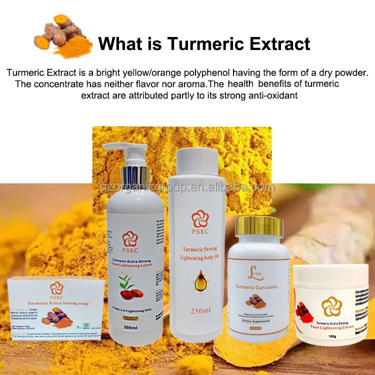 Private Label Organic Turmeric Rejuvenating Set Whitening Anti-aging Turmeric Skin Care Moisturizing Body Lotion