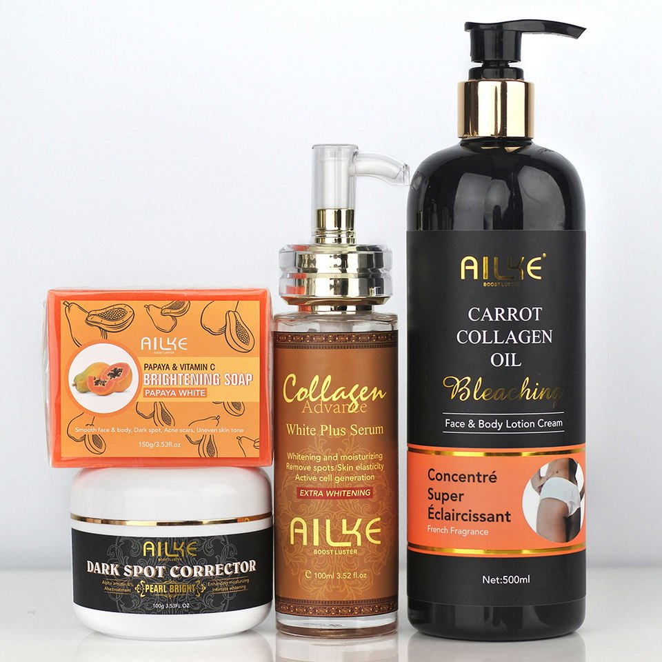 OEM organic private label l-glutathione VC Nicotinamide Arbutin body whitening brightening lotion set for all skin