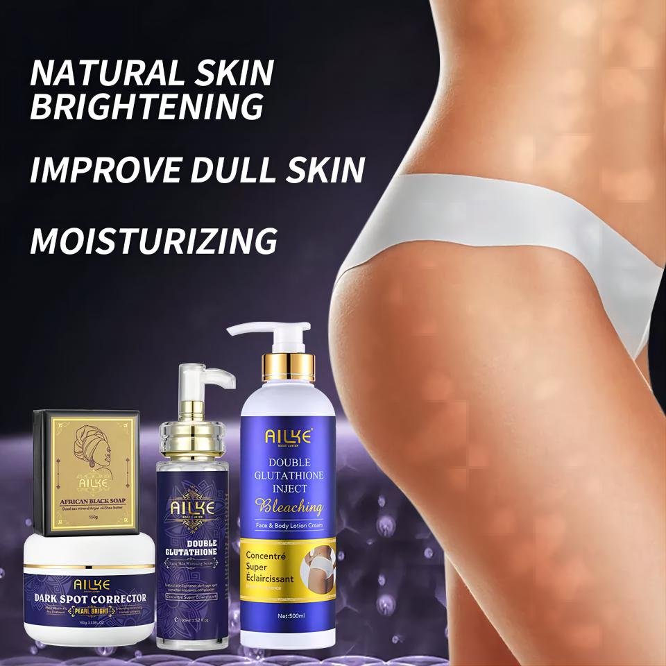 OEM organic private label l-glutathione VC Nicotinamide Arbutin body whitening brightening lotion set for all skin
