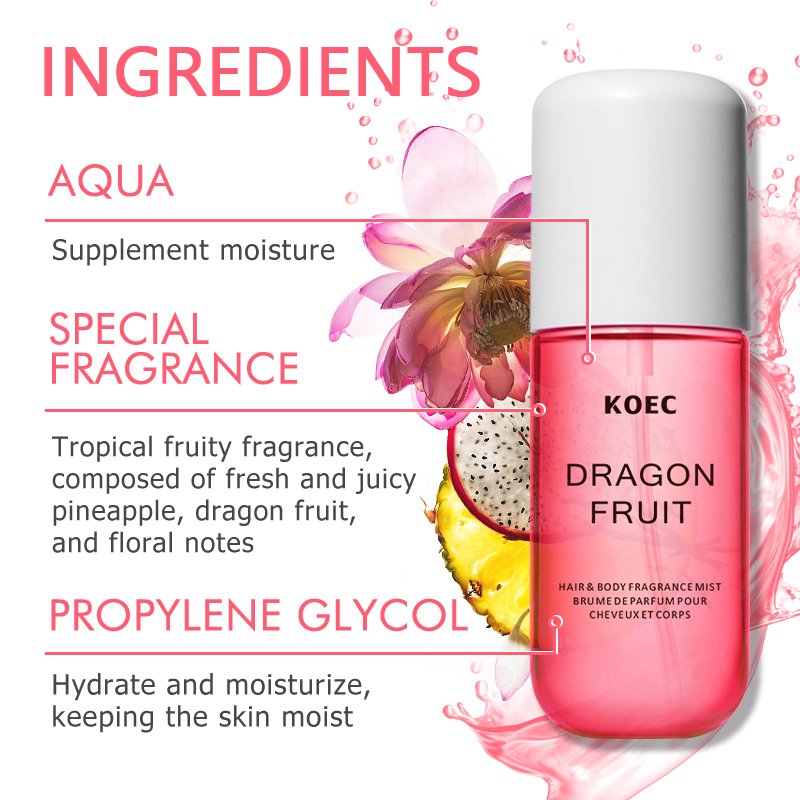 KOEC Dragon Fruit Hair&Body Fragrance Body Mist Wholesale Long-Lasting Fragrance Perfume Spray Scented Luxury Perfume Gift