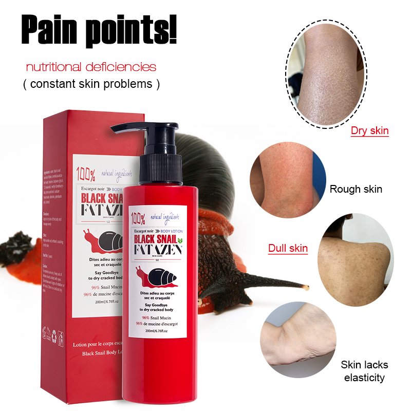 FATAZEN Skincare Product Organic Whitening Lotion Moisturizing Body Cream Moisturizer Soothing Black Snail Mucin Body Lotion