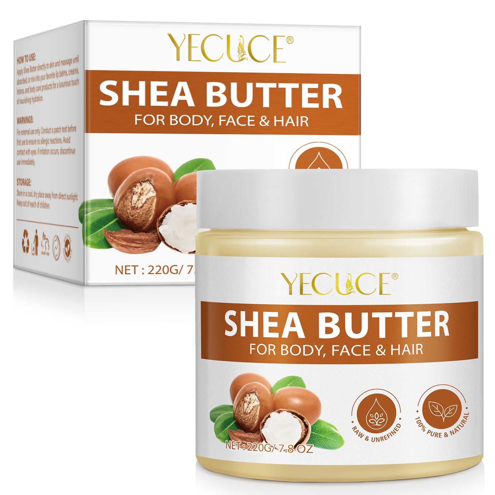YECUCE deep nourishing long lasting hydration 220g natural shea butter body lotion organic raw unrefined shea butter