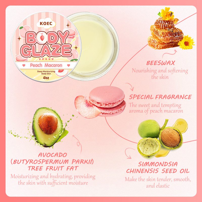 korean organic peach scented customize body lotion moisturizer glaze butter body moisturizing cream lotion for dry skin