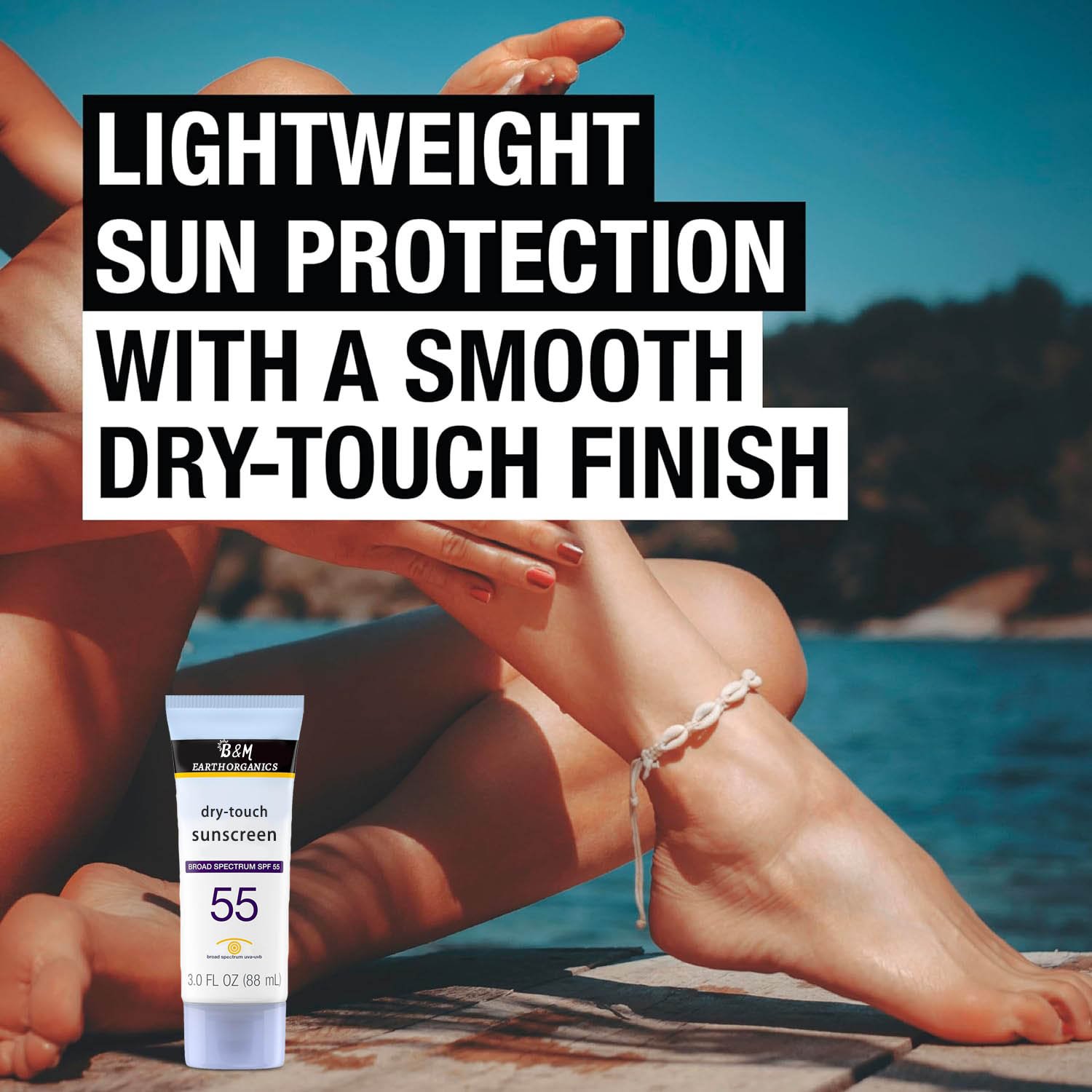Dry Touch Sunscreen Lotion Broad Spectrum SPF 55 Protection Lightweight Water Resistant Face & Body Sunscreen Non Greasy