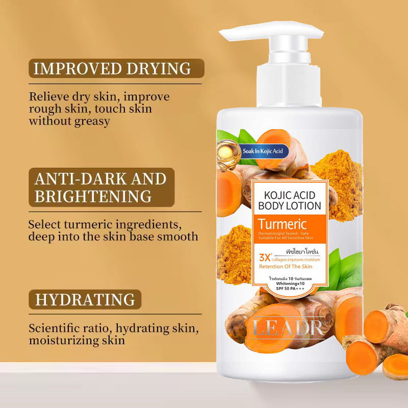 Private Label 300ml Men Women Anti Dark Spots Moisturizing Whitening Vitamin C Turmeric Kojic Acid Body Lotion