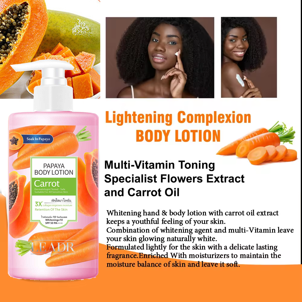 Customize Natural Body Care Products For All Skin Moisturizing Nourishing Whitening Papaya Carrot Body Lotion
