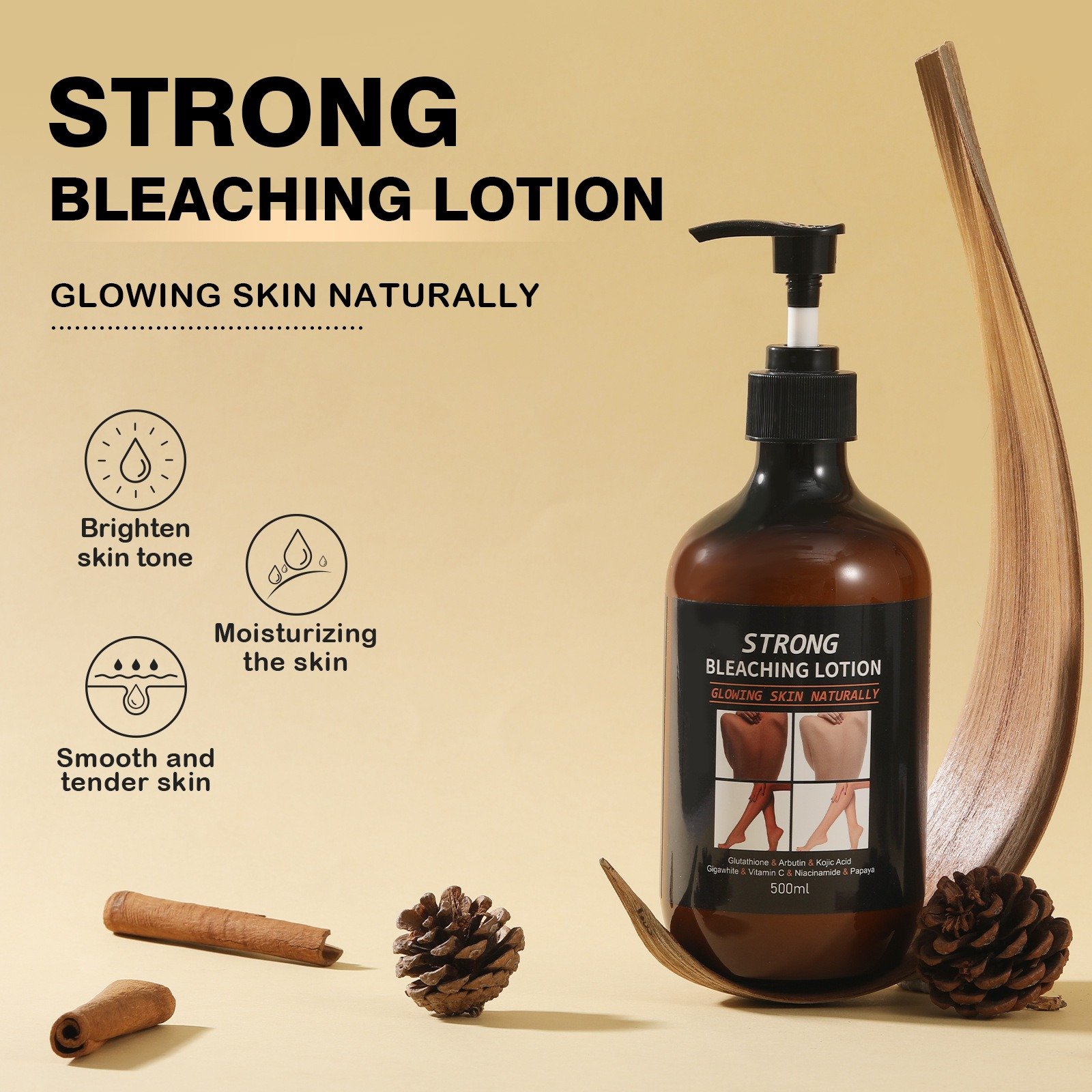 Spot skin care body cream glutathione kojic acid papaya arbutin vitamin C niacinamide body lotion wholesale