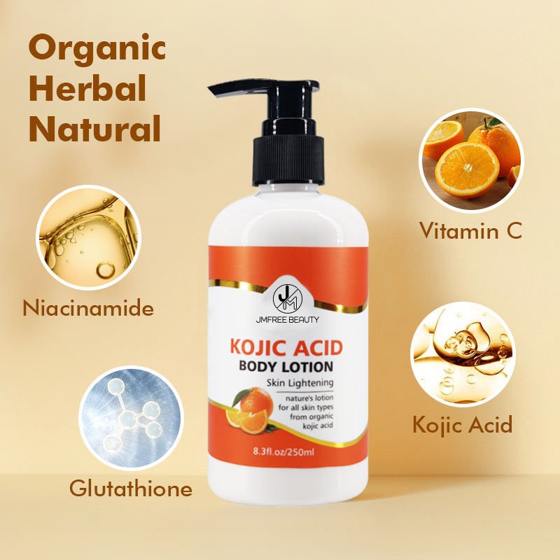 JMFREE Oem/Odm Private Label Premium Vegan Organic Natural Skin Care Whitening Lightening Kojic Acid Body Lotion