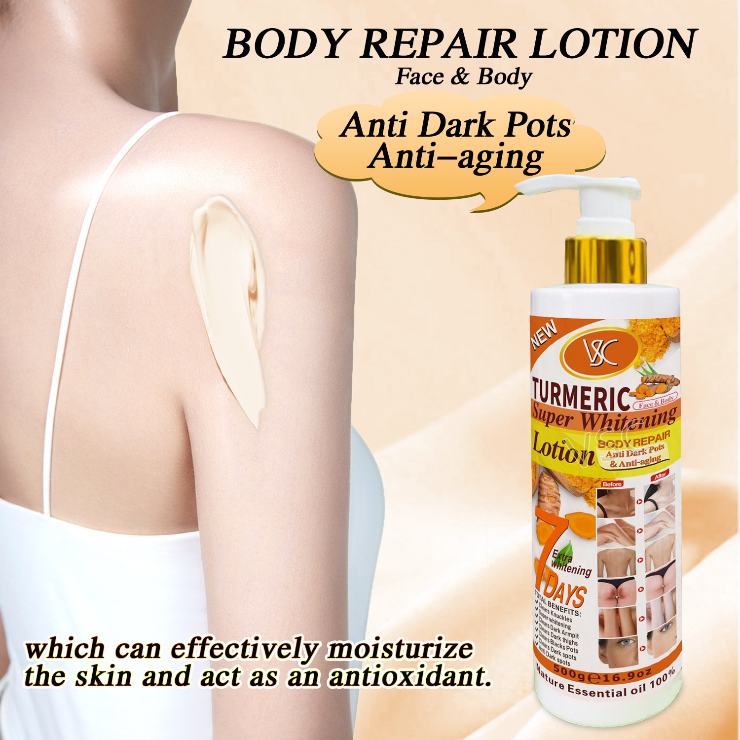 500ml Private Part Underarm Whitening Lotion Skin Dark Spot Body Cream For DarkSkin