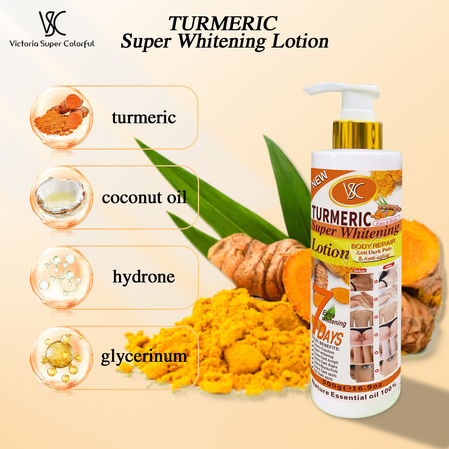 500ml Private Part Underarm Whitening Lotion Skin Dark Spot Body Cream For DarkSkin