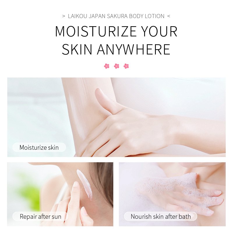 Laikou Cherry Blossom Whitening and Moisturizing Soften Aging Skin Care Milk Brightening Smoothing Japan Sakura Body Lotion