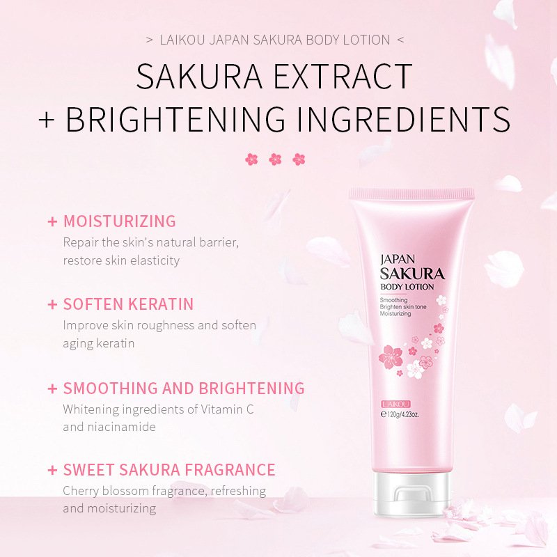 Laikou Cherry Blossom Whitening and Moisturizing Soften Aging Skin Care Milk Brightening Smoothing Japan Sakura Body Lotion