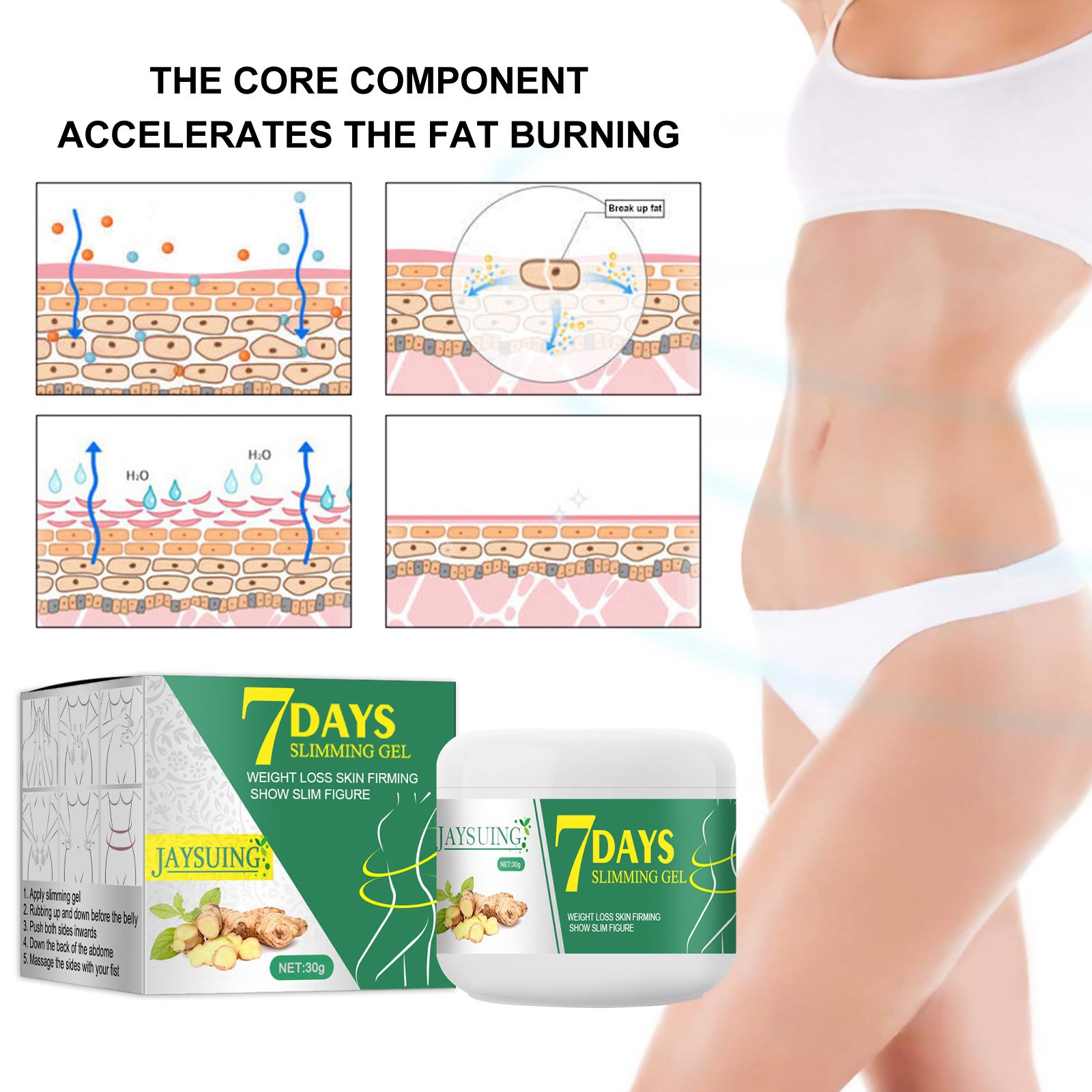 7 DAYS Ginger Slimming Cream Weight Loss Removal Leg Waist Cellulite Fat Burning Massage Cream Whitening Lifting Body Care