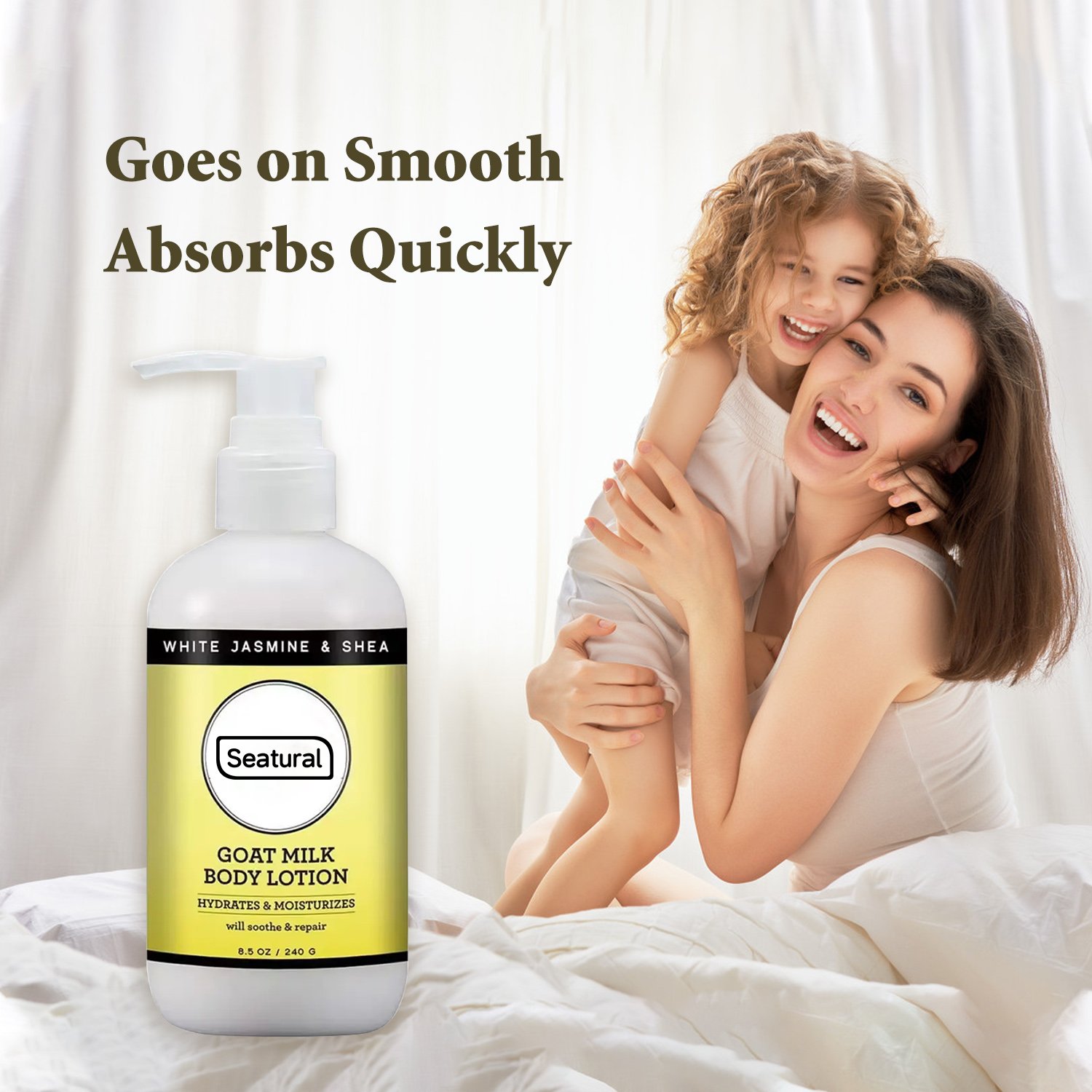 Private Label Natural White Jasmine & Shea Scented Moisturizing Goat Milk Body Lotion for Body, Hand & Face