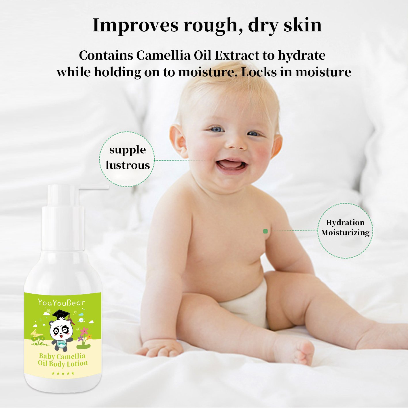Baby Camellia Oil Body Milk Natural Calming Comfort Moisturizing Cream Relax Soothing Dryness Skin Baby Body Lotion
