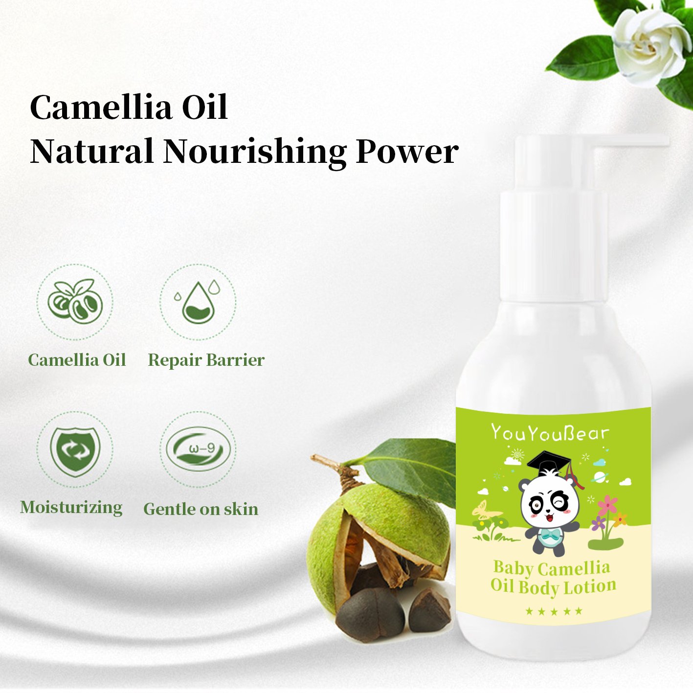 Baby Camellia Oil Body Milk Natural Calming Comfort Moisturizing Cream Relax Soothing Dryness Skin Baby Body Lotion