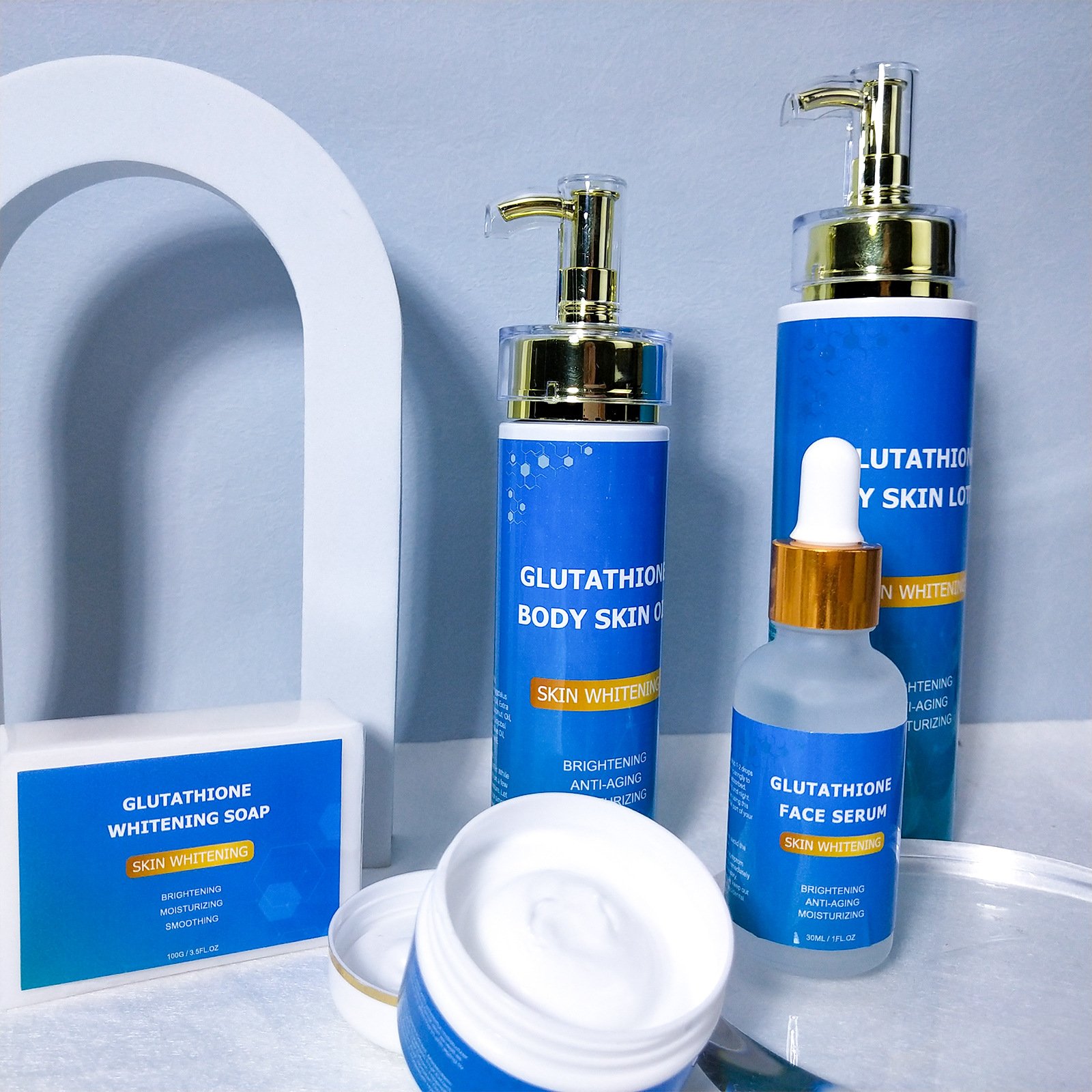 New Product Double-Glutathione Whitening Serum Dark Spot body Cream Black Skin Soap Bleaching Body Lotion Skin Care Set