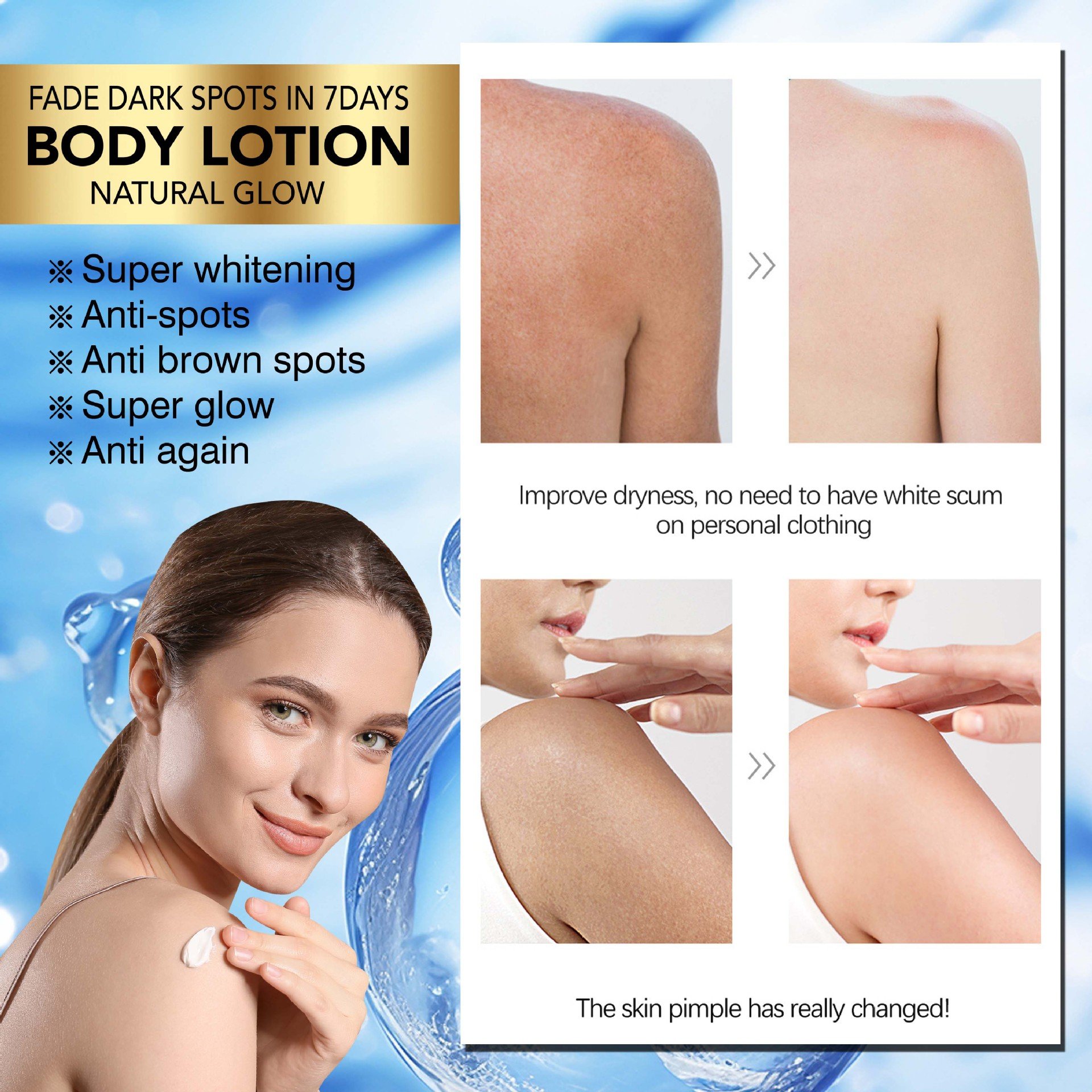 Gluta Whitening Bleaching and Strong Whitening Body Lotion Hydrating Soothing Beauty Body Care Loltion 500ml