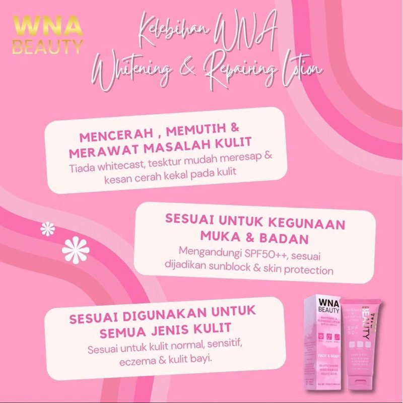 Premium Quality WNA Cream Easy Absorb Whitening Lotion with Bright and Repairing Effect for Face & Body