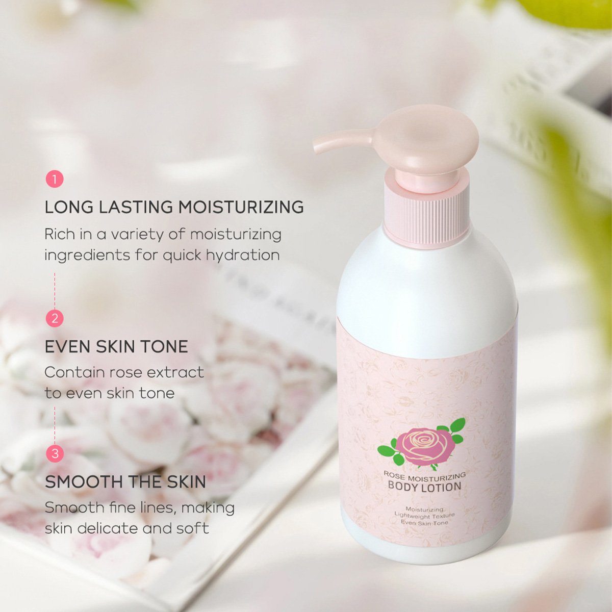 Private Label Rose Skin Care Hand And Body Hydrating Lotion Smooth Moisturizing Whitening Body Lotion