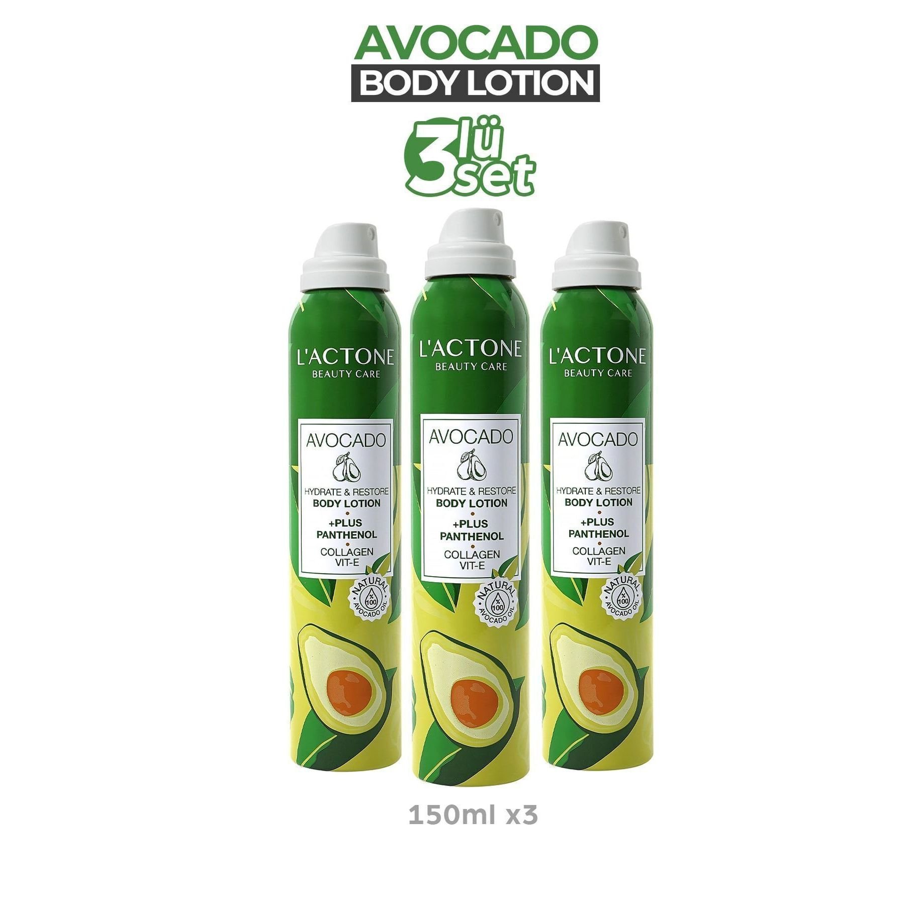 Avocado Panthenol Body Lotion 3'lü Set Moisturising Premium Skin Care