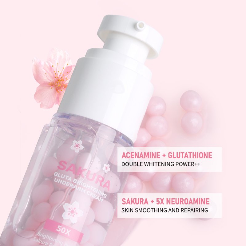 Custom Logo 30g Sakura Pearl Capsules Gluta Underarm Whitening Cream Body Armpit Area Brightening Serum Lotion