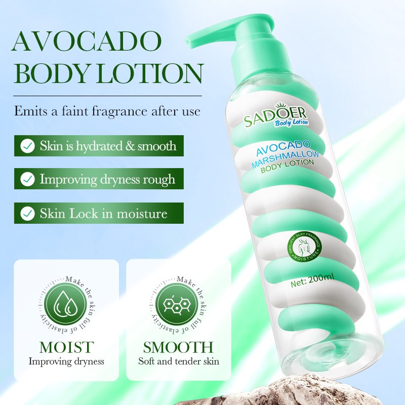 OEM SADOER beautiful cotton candy body lotion moisturizing perfumed nourishing body cream fragrance avocado body lotion