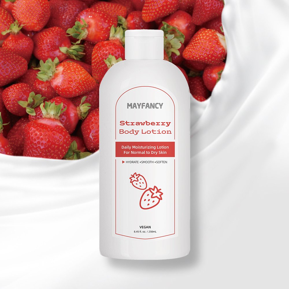 Fragrant Fruits Strawberry Body Cream with Squeeze Bottle Private Label Perfume Moisture Body Lotion for Unisex Adults Female