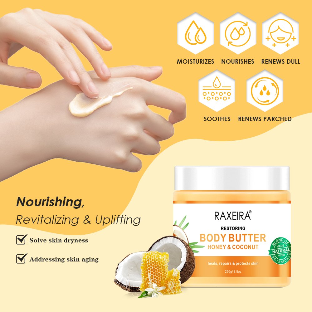 Private Label Body Lotion Cream Nourishing Revitalizing Aloe Vera Manuka Honey Coconut Oil Body Butter Lotion Cream