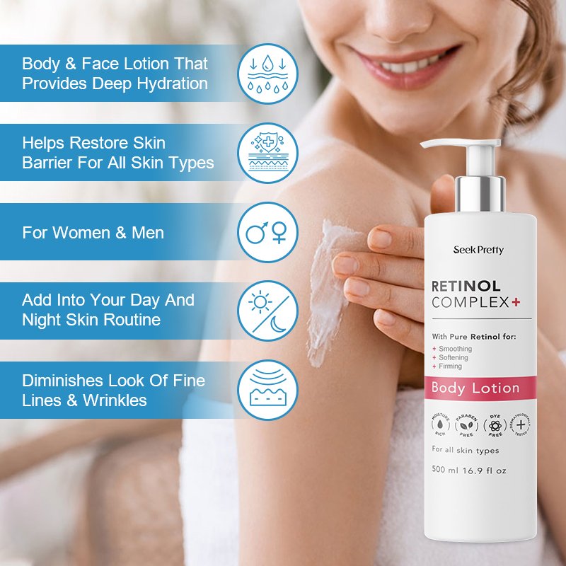 Custom Private Label Organic Retinol Moisturizer Bodi Lotion Cream Moisturizing Milk Body Lotion For Men Women