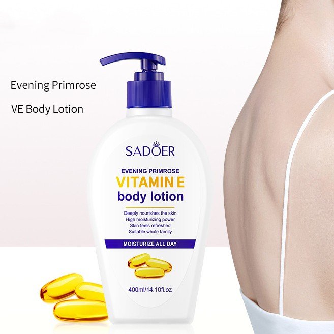 SADOER Vitamin E Body Lotion Evening Primrose High Moisturizing and Deep Nourishes Skin Body Lotion for Women 400ml