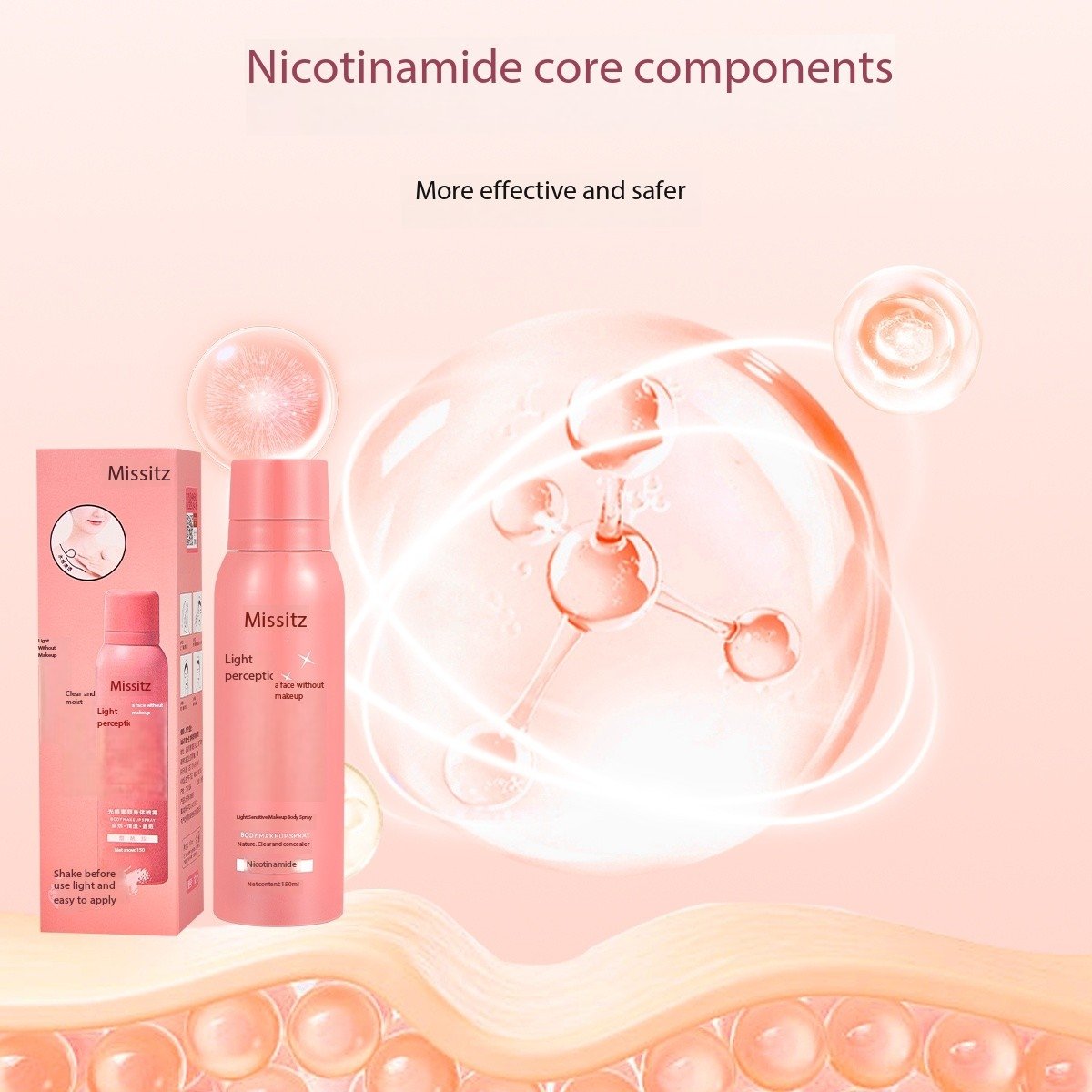 2024 Hot Style Non-Tanning Whitening Spray Improves Skin Tone Nourishes Skin Whitening Spray Anti-Aging Spray Instant BB Skin