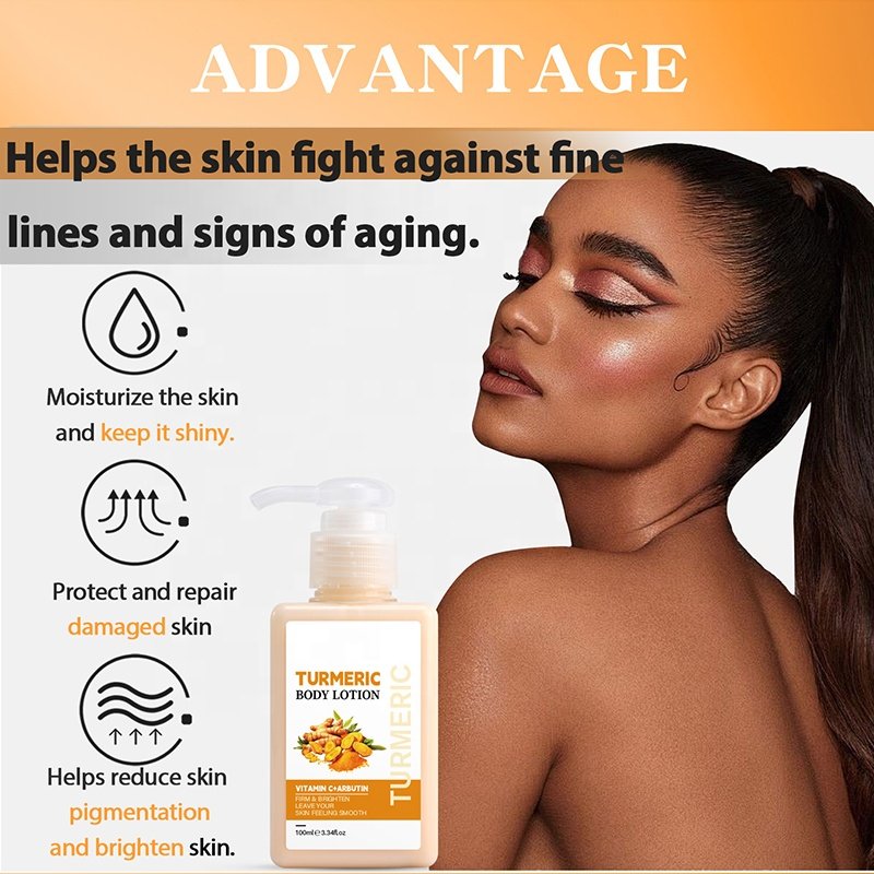 Wholesale High Quality 100ml Organic Body Skin Care Moisturizing Whitening Bright Turmeric Body Lotion