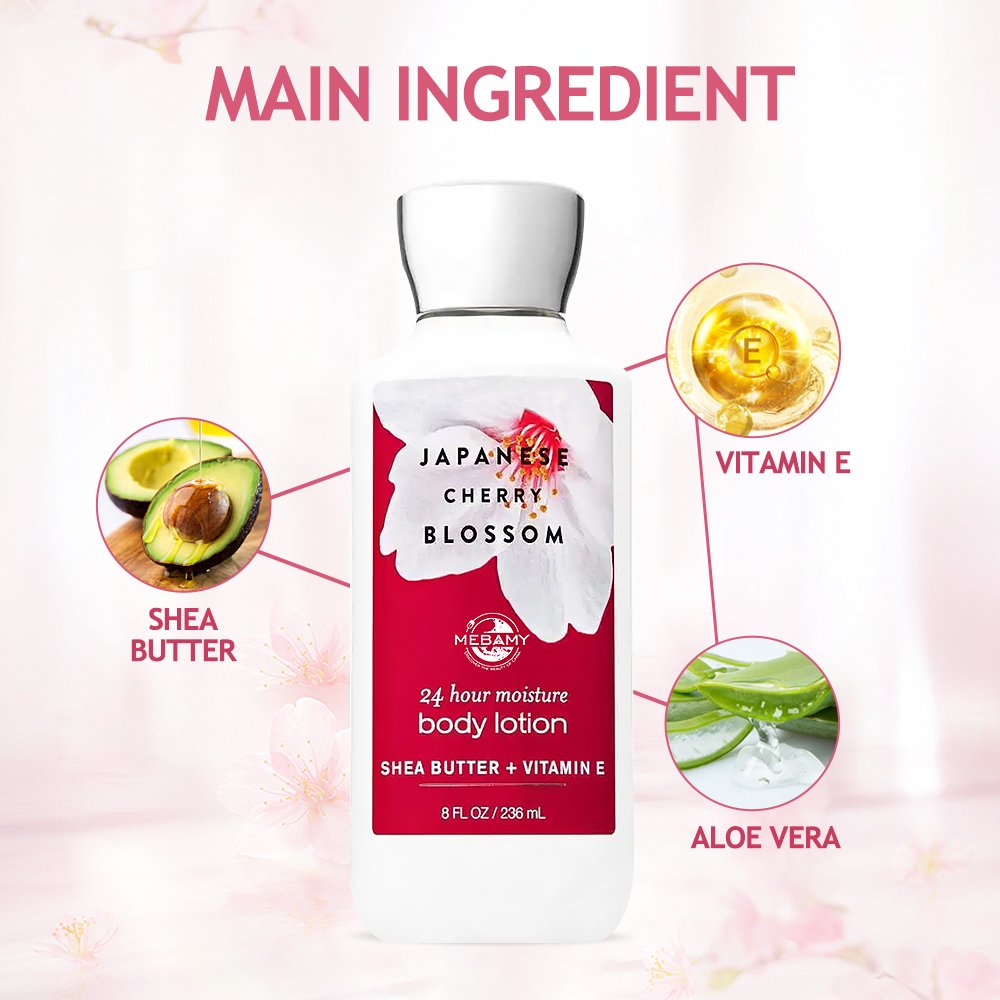 Factory Custom Cherry Blossom Natural Body Lotion Whitening Skin Care Body Butter Brightening Shea Butter Body Lotion