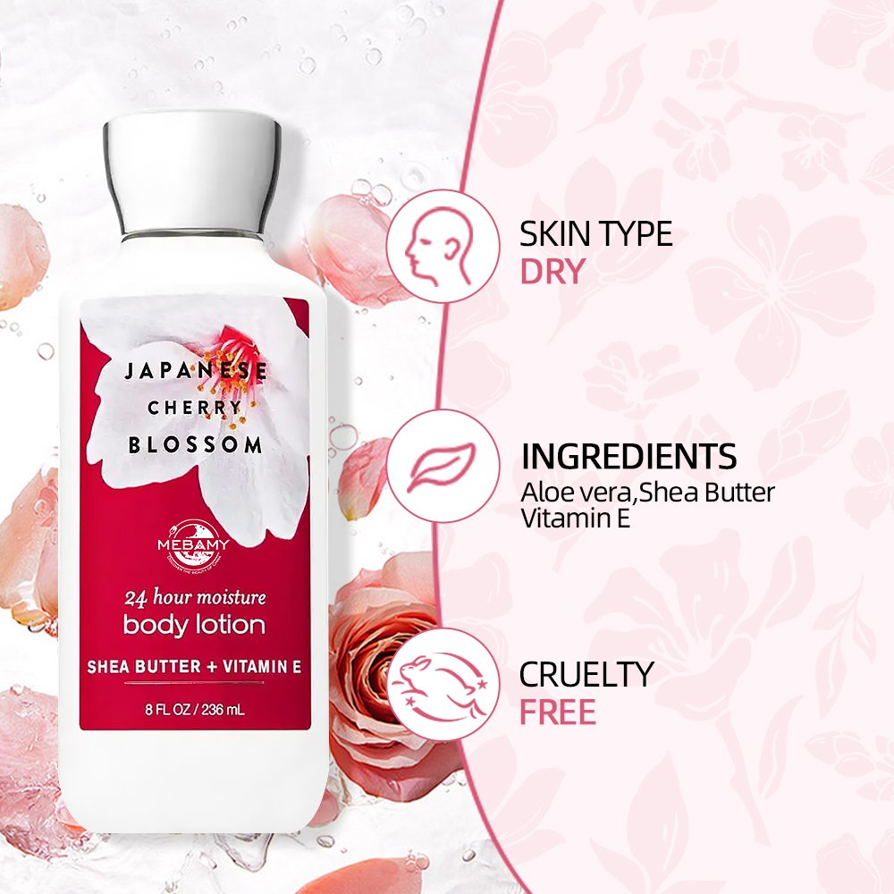 Factory Custom Cherry Blossom Natural Body Lotion Whitening Skin Care Body Butter Brightening Shea Butter Body Lotion