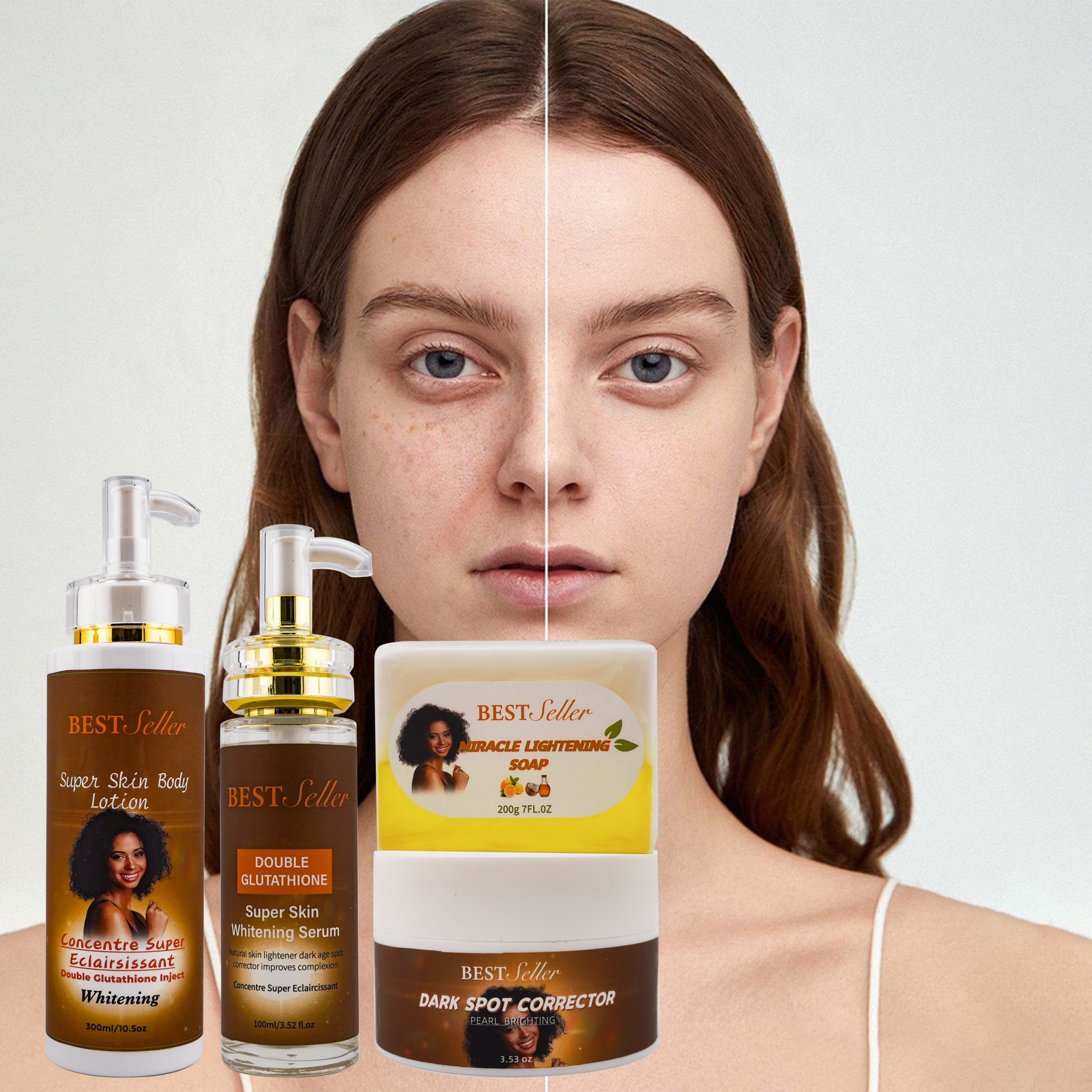 Body lotion whitening cream woman private parts bleaching cream for dark skin private label four skin care set