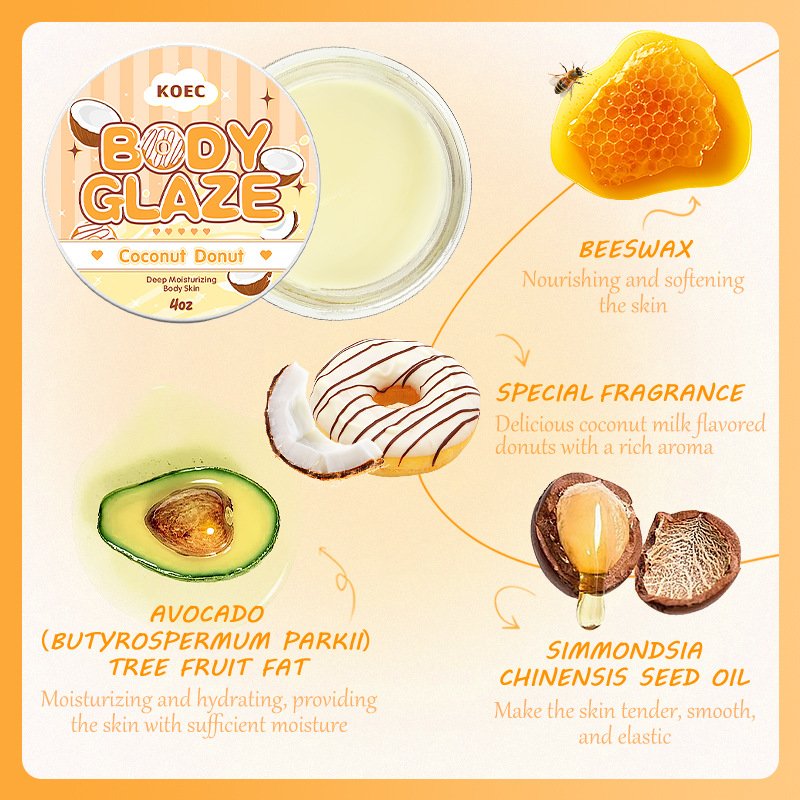 korean natural body care moisturizing coconut donut fragrance cream scented body glaze lotion cream moisturizer private label