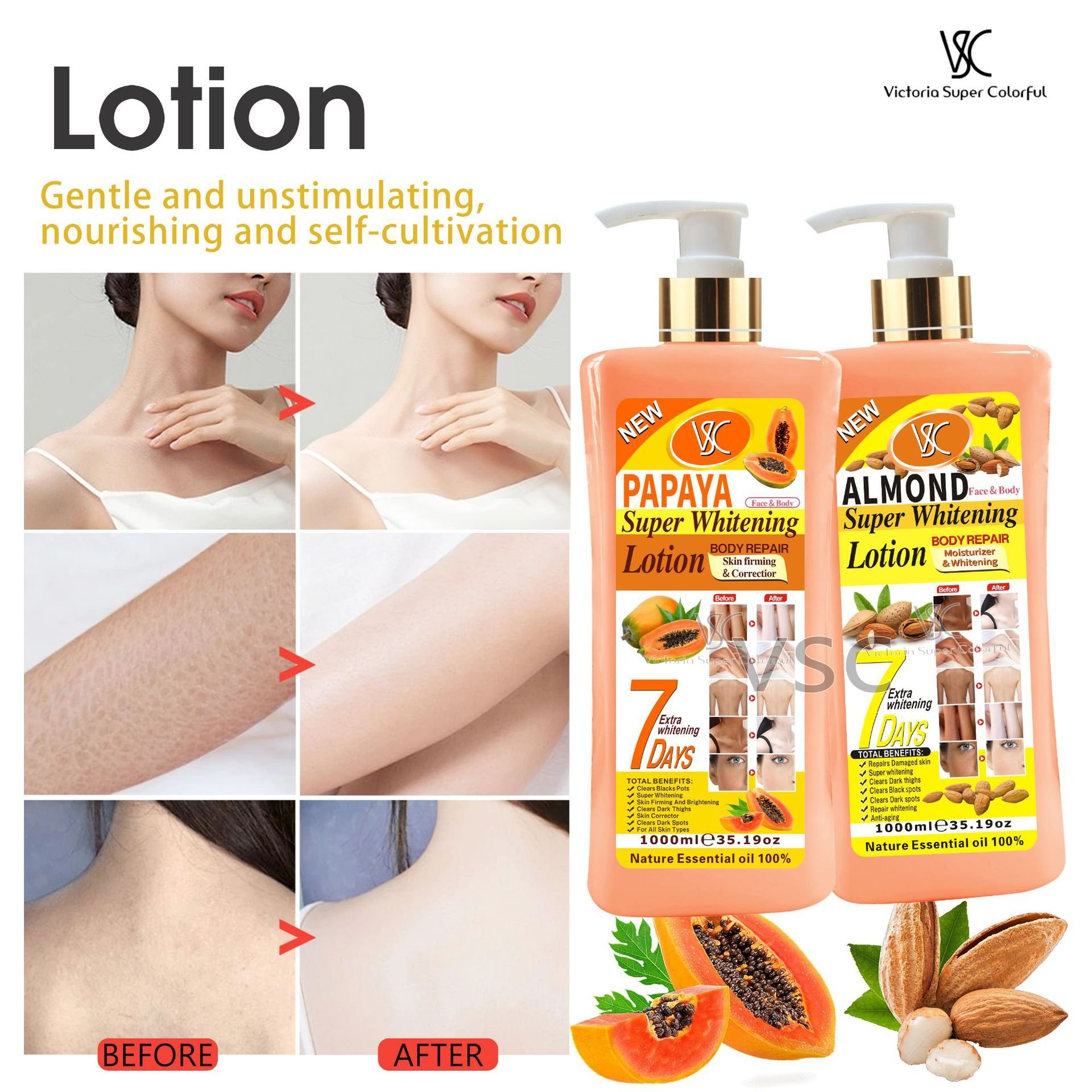 High Quality Turmeric Carrot Almond Lotion 1000ml Super Whitening Skin Care Cream Moisturizer Nourishing Vitamin C Body Lotion