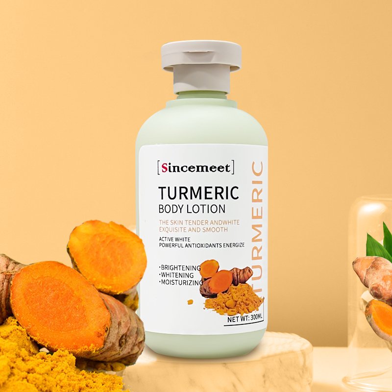 Private Label Custom Perfume 300ml Organic Turmeric Skin Whitening Body Lotion Removes Melanin Keeps Skin Fair Smooth Body Milk
