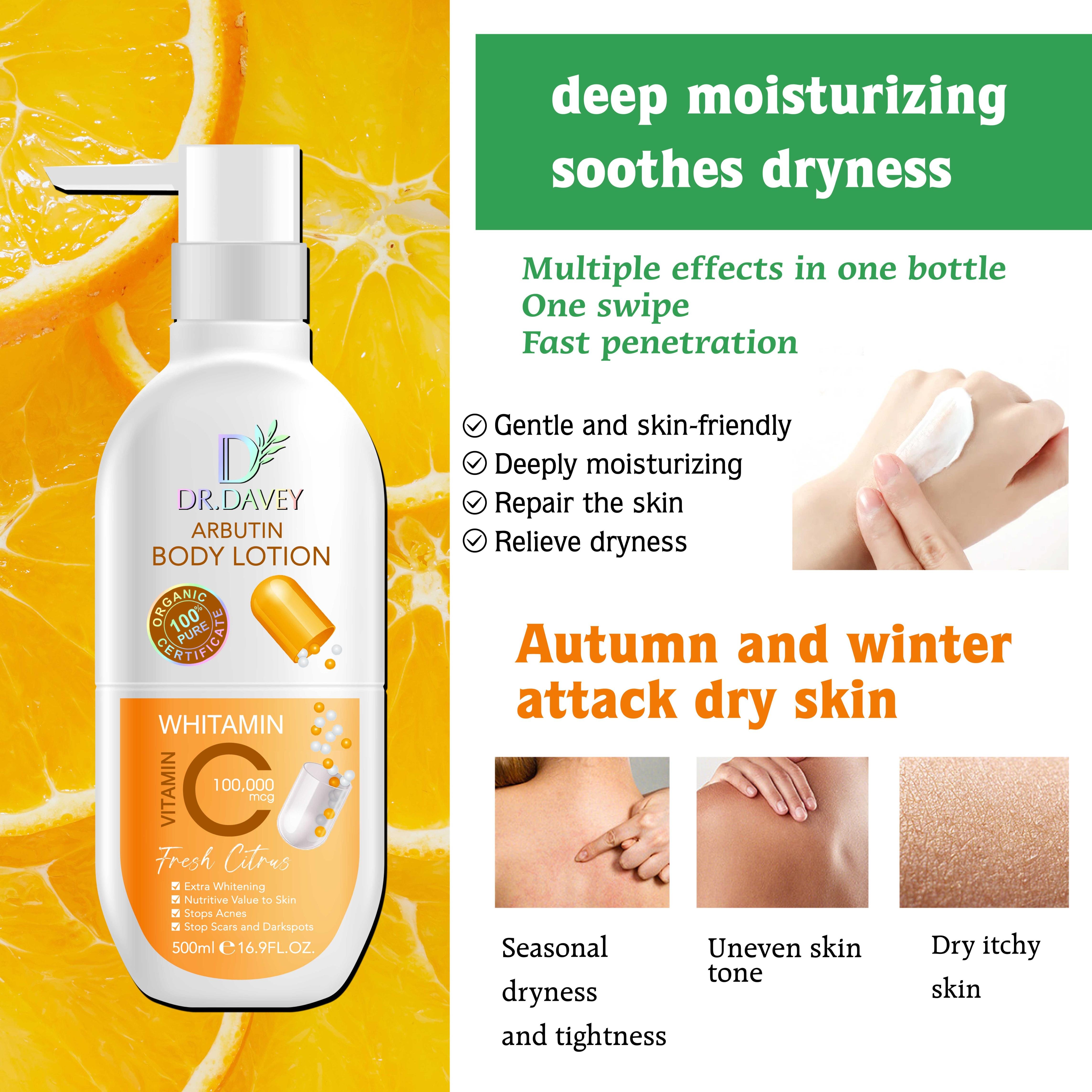 DR DAVEY Vitamin C Body Lotion Skin Care Smooth Whitening Exfoliator Nourishing Moisture Good Quality Body Care