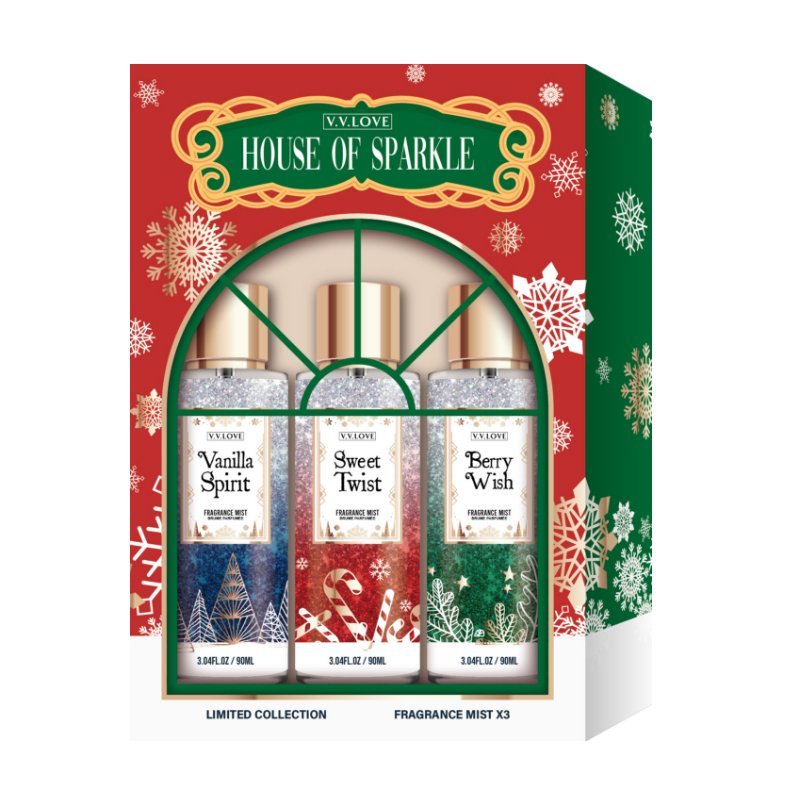 SD-006 new production 90ML body mist +50ML lotion Christmas festive designs refreshing scent gift set for woman