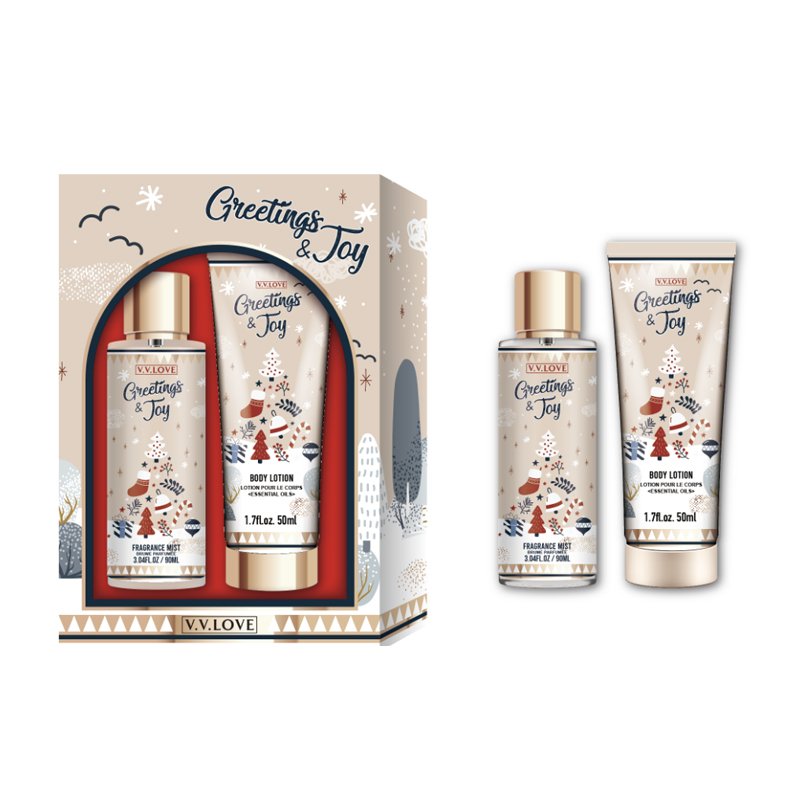 SD-006 new production 90ML body mist +50ML lotion Christmas festive designs refreshing scent gift set for woman