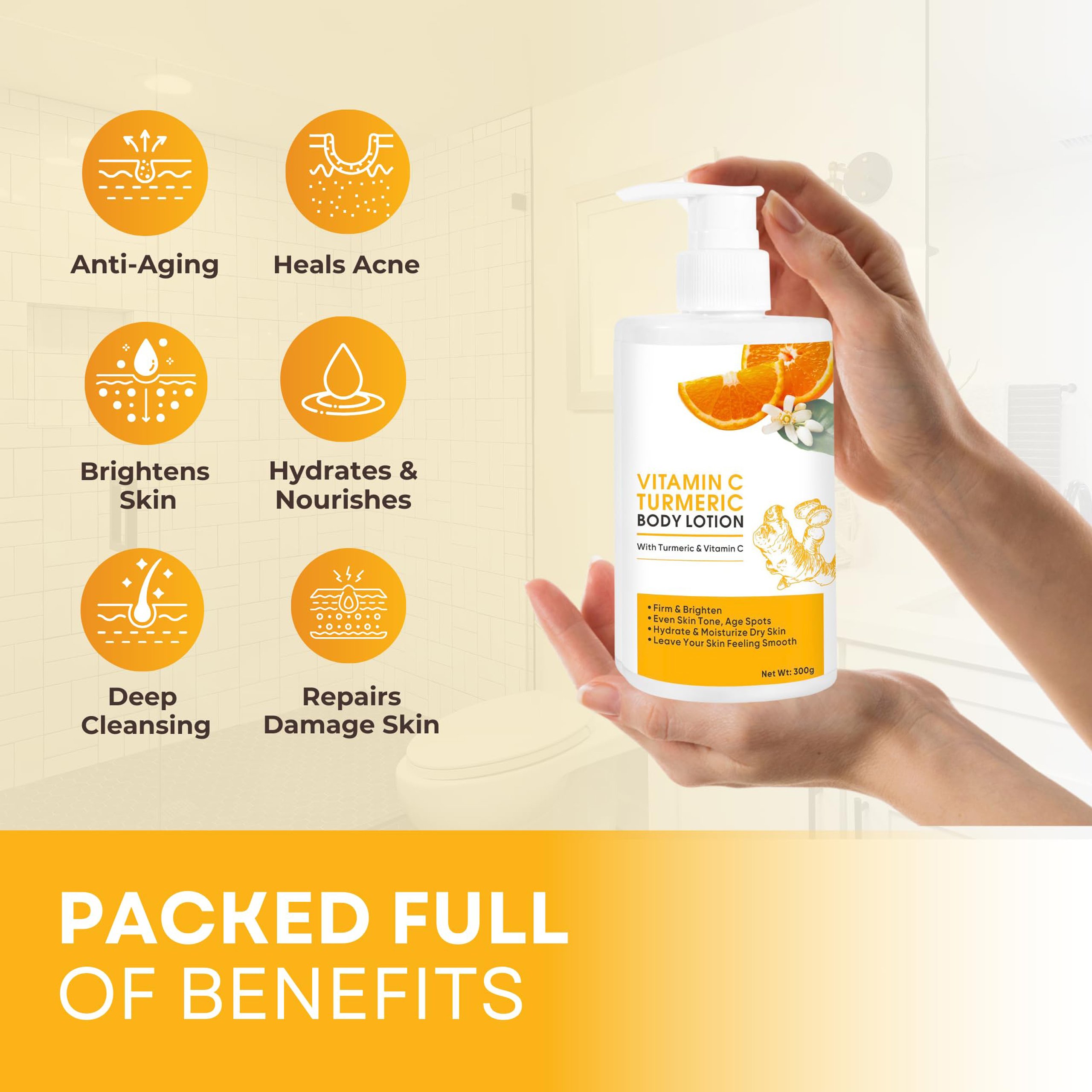 Hydrate Moisturize Repairs Damage Skin Dry Skin Firm Brighten Vitamin c Turmeric Body Lotion