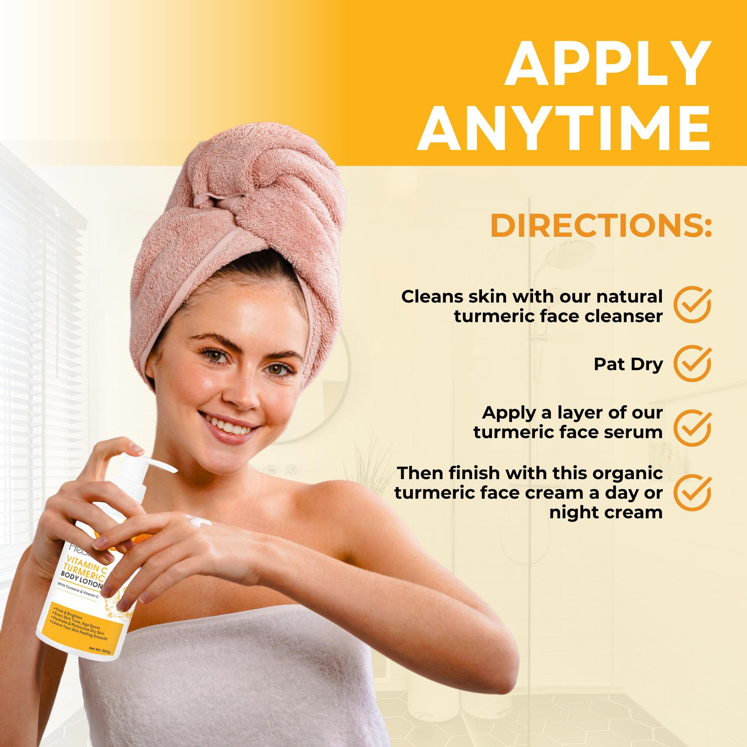 Hydrate Moisturize Repairs Damage Skin Dry Skin Firm Brighten Vitamin c Turmeric Body Lotion