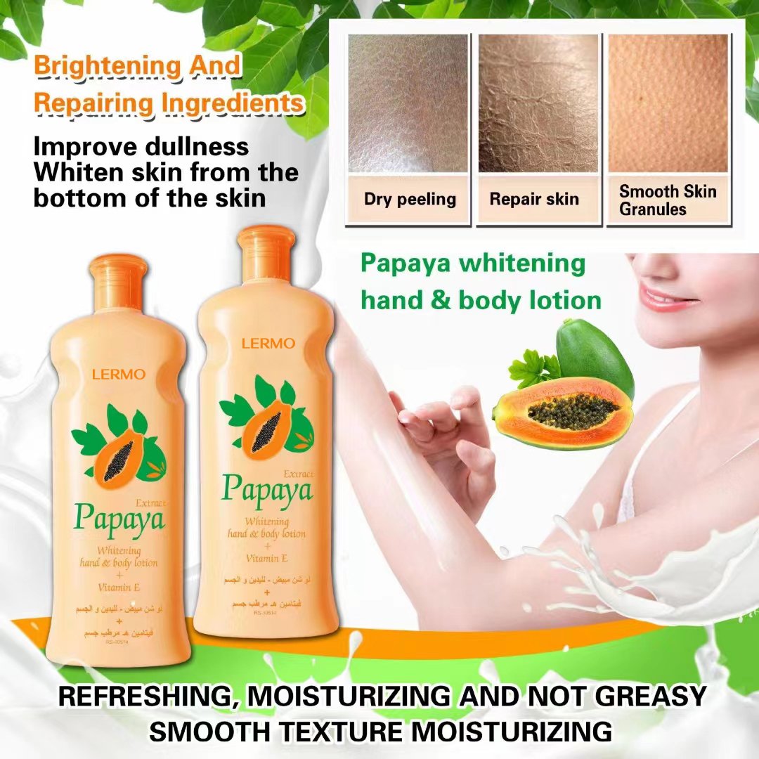 LERMO Wholesale 600ml papaya whitening hand body lotion Moisturizing and Nourishing natural extract body lotion